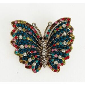 HTF‎ Princess Amanda Borghese Layered Colorful Rhinestone BUTTERFLY Brooch